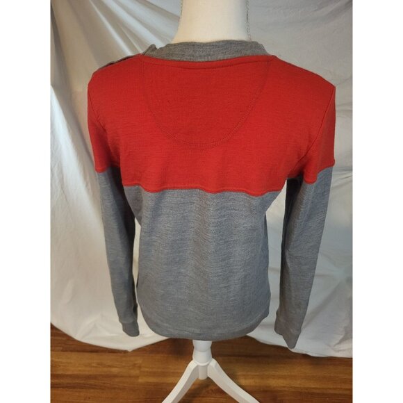 Womans We Norwegians Merino Wool Red Gray Crew Neck Sweater Size Small - Picture 5 of 6